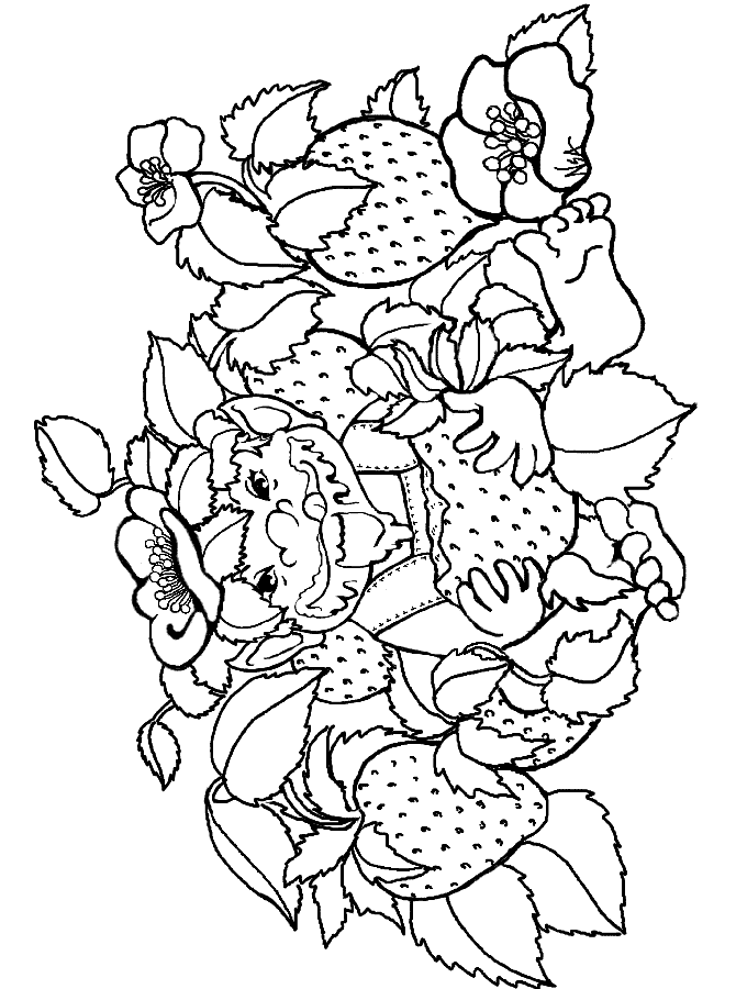 Plansa de colorat cu Capsuni 3